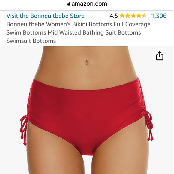 Bonneuitbebe Red Ruched Bikini Bottom Size M NWT - Picture 4 of 9
